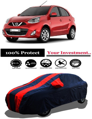 Amexride Car Cover For Nissan Micra XL Optional (With Mirror Pockets)(Red)