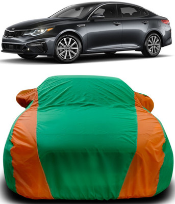 AMVISH Car Cover For Kia Optima (With Mirror Pockets)(Green, Orange)