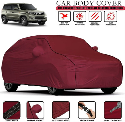 THE REAL ARV Car Cover For Mahindra Bolero, Bolero 2.5 Diesel, Bolero Camper GOLD 2WD BS3 Refresh, Bolero Neo, Bolero Power Plus LX Diesel (With Mirror Pockets)(Maroon)