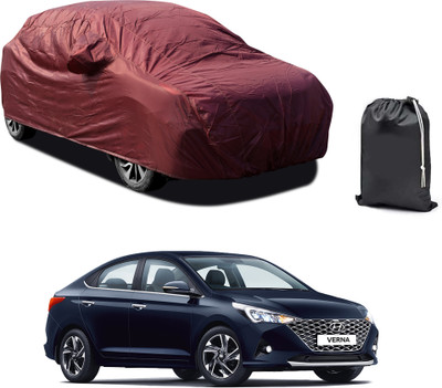 PAGORA Car Cover For Hyundai Verna Facelift (With Mirror Pockets)(Maroon)