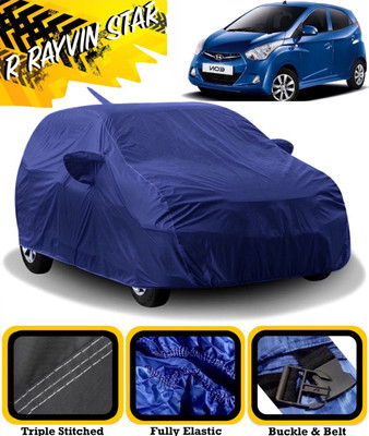 R Rayvin Star Car Cover For Hyundai Eon (With Mirror Pockets)(Blue)