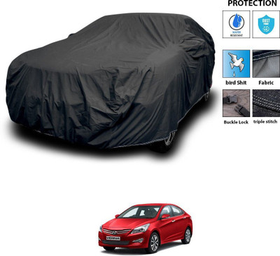 GOSHIV-car and bike accessories Car Cover For Hyundai Fluidic Verna (With Mirror Pockets)(Black)