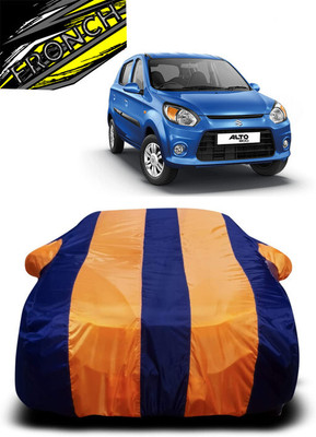 FRONCH Car Cover For Maruti Suzuki Alto 800 (With Mirror Pockets)(Orange, Blue)