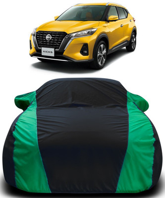 AMVISH Car Cover For Nissan Kicks (With Mirror Pockets)(Black, Green)