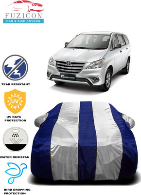FUZICON Car Cover For Toyota Innova (With Mirror Pockets)(White, Blue)