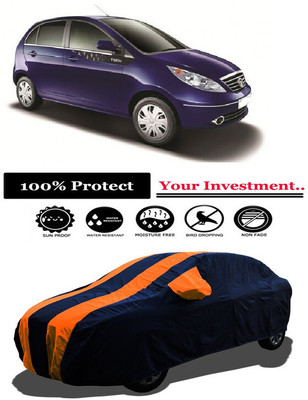 Amexride Car Cover For Tata Vista Tech (With Mirror Pockets)(Orange)