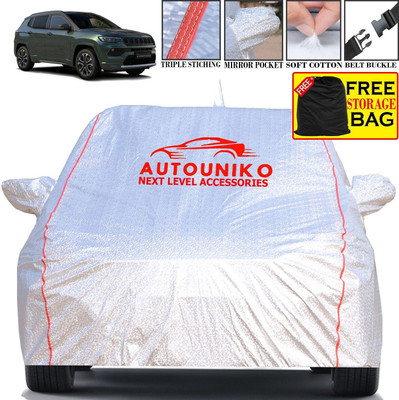 autouniko Car Cover For Jeep Compass (With Mirror Pockets)(Silver)