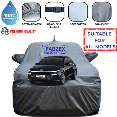 FABZEX Car Cover For Hyundai Verna (With Mirror Pockets)(Grey, For 2022, 2023, 2024, 2025 Models)