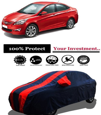 Amexride Car Cover For Hyundai Verna Fluidic INHR (With Mirror Pockets)(Red)