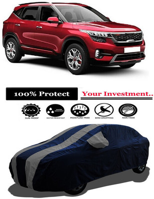 Amexride Car Cover For Kia Seltos HTX Plus AT 1.5 Diesel (With Mirror Pockets)(Grey)