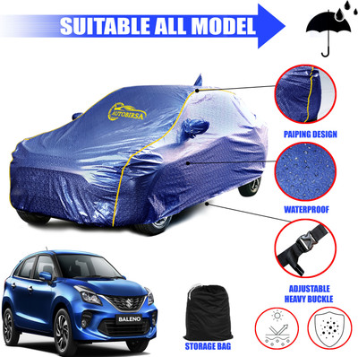 AUTOBIRSA Car Cover For Maruti Suzuki Baleno (With Mirror Pockets)(Blue)