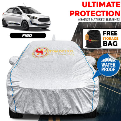 AUTOMOZEXO Car Cover For Ford Figo (With Mirror Pockets)(Silver)