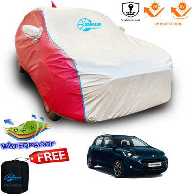 GARREGE Car Cover For Hyundai Grand i10 Nios (With Mirror Pockets)(Red, Silver)