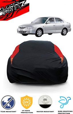J S R Car Cover For Hyundai Accent 1.6i (With Mirror Pockets)(Red, Black)
