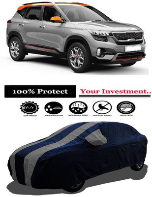 Amexride Car Cover For Kia Seltos GTK 1.4 Dual Tone (With Mirror Pockets)(Grey)