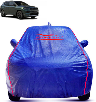 FAMEXON Car Cover For Jeep Compass (With Mirror Pockets)(Blue)