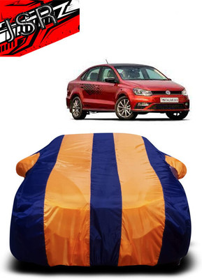 J S R Car Cover For Volkswagen Vento (With Mirror Pockets)(Orange, Blue)