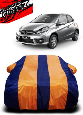 J S R Car Cover For Honda Brio S MT (With Mirror Pockets)(Orange, Blue)