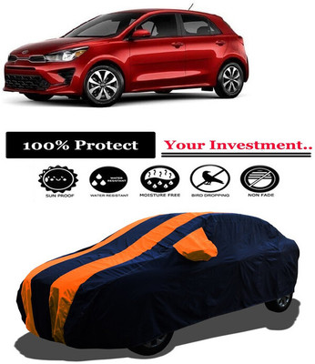 Amexride Car Cover For Kia Universal For Hatchback (With Mirror Pockets)(Orange)