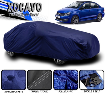 XOCAVO Car Cover For Volkswagen Vento (With Mirror Pockets)(Blue)