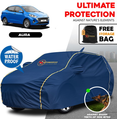 AUTOMOZEXO Car Cover For Hyundai Aura, Aura E Petrol, Aura S CNG, Aura SX Option Petrol, Aura S Diesel (With Mirror Pockets)(Blue)