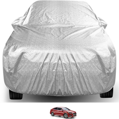Auto Hub Car Cover For Hyundai Verna (With Mirror Pockets)(Silver)
