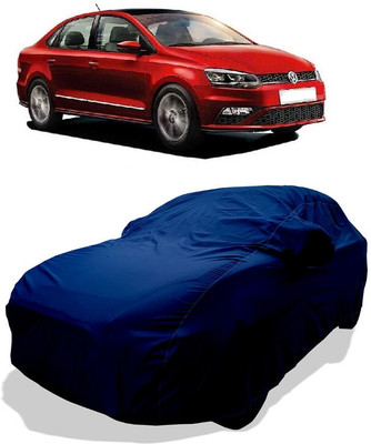 Coxtor Car Cover For Volkswagen Vento (With Mirror Pockets)(Blue)