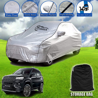 AUTOBIRSA Car Cover For Jeep Compass 1.4 Limited (With Mirror Pockets)(Silver, Grey)