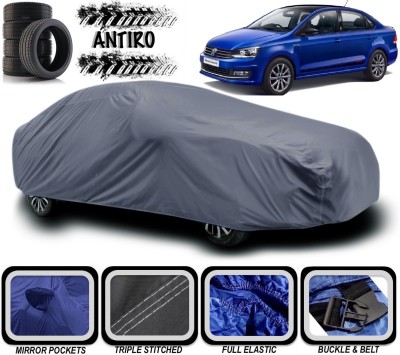 ANTIRO Car Cover For Volkswagen Vento (With Mirror Pockets)(Grey)