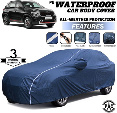 FBC Car Cover For Kia Sonet (With Mirror Pockets)(Blue)