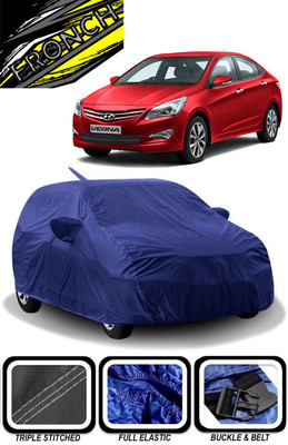 FRONCH Car Cover For Hyundai Fluidic Verna (With Mirror Pockets)(Blue)