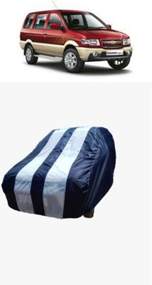 ATBROTHERS Car Cover For Chevrolet Tavera 7 STR (Without Mirror Pockets)(White, Blue)