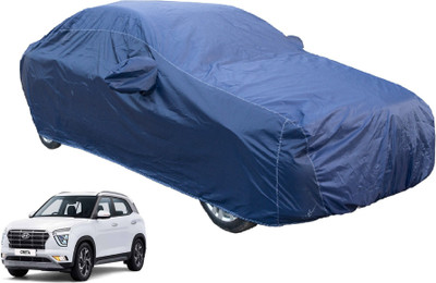 MOCKHE Car Cover For Hyundai Creta (With Mirror Pockets)(Blue)