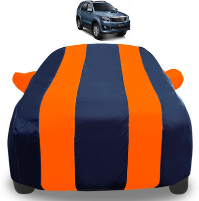 Auto Hub Car Cover For Toyota Fortuner (With Mirror Pockets)(Orange, Blue)