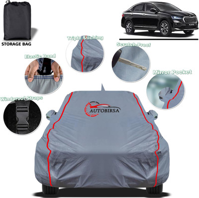 AUTOBIRSA Car Cover For Skoda Slavia (With Mirror Pockets)(Grey)