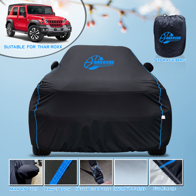 GARREGE Car Cover For Mahindra Thar Roxx (With Mirror Pockets)(Black, For 2023, 2024, 2025 Models)