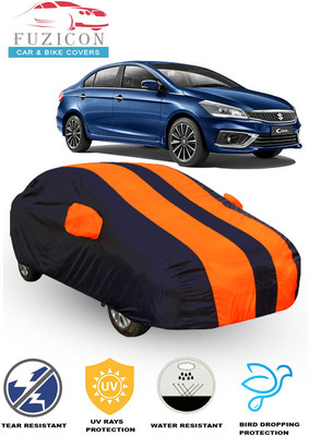 FUZICON Car Cover For Maruti Suzuki Ciaz (With Mirror Pockets)(Orange, Blue)