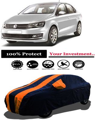 Amexride Car Cover For Volkswagen Vento 1.5 TDI Comfortline Diesel (With Mirror Pockets)(Orange)
