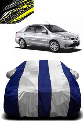 FRONCH Car Cover For Tata Tiago (With Mirror Pockets)(White, Blue)