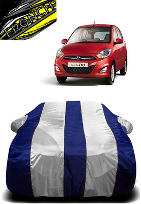 FRONCH Car Cover For Hyundai i10 Magna 1.1L (With Mirror Pockets)(White, Blue)