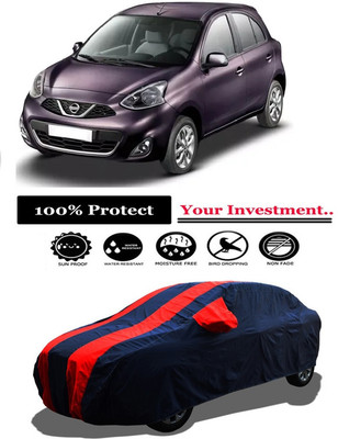 Amexride Car Cover For Nissan Micra Diesel XL Optional (With Mirror Pockets)(Red)