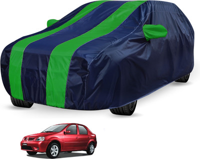 Auto Hub Car Cover For Mahindra Logan (With Mirror Pockets)(Blue, Green)