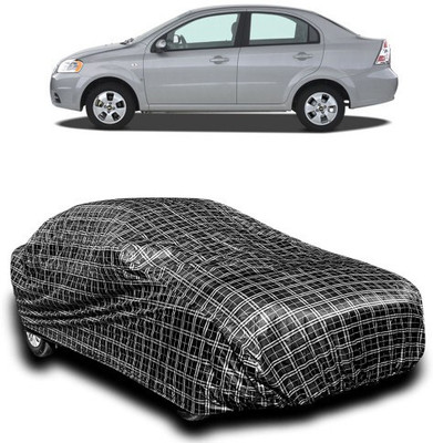 AMVISH Car Cover For Chevrolet Aveo Uva (Without Mirror Pockets)(Silver, Black)