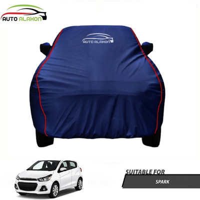 AUTO ALAXON Car Cover For Chevrolet Spark (With Mirror Pockets)(Blue)