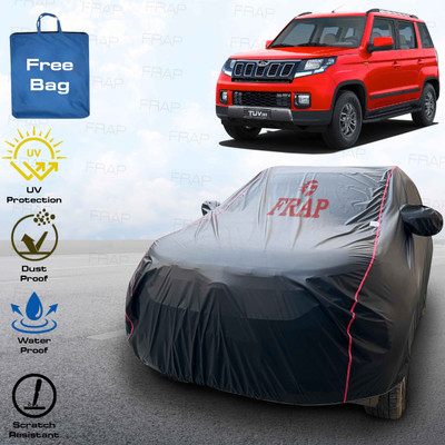 Frap Car Cover For Mahindra TUV300, TUV300 Facelift, TUV300 PLUS, TUV 300 Plus P4, TUV 300 Plus P6 (With Mirror Pockets)(Black, Red)