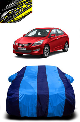 FRONCH Car Cover For Hyundai Fluidic Verna (With Mirror Pockets)(Blue)