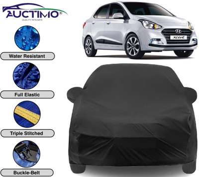 AUCTIMO Car Cover For Hyundai Xcent (With Mirror Pockets)(Black)
