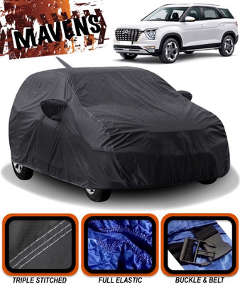 MAVENS Car Cover For Hyundai Alcazar (With Mirror Pockets)(Black)