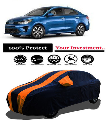 Amexride Car Cover For Kia Rio LX (With Mirror Pockets)(Orange)