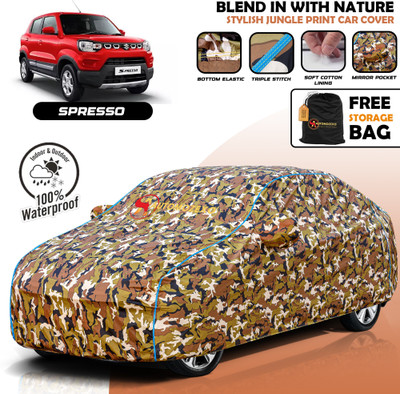 AUTOMOZEXO Car Cover For Maruti S-Presso (With Mirror Pockets)(Multicolor)